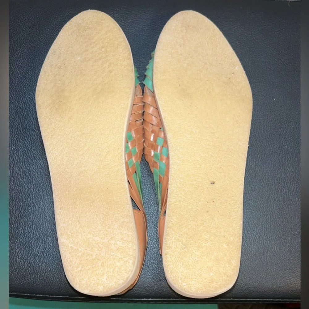 ✨ Tan & Teal Leather Huarache Sandals | Women’s Size 7 | Like New ✨ - Picture 8 of 8